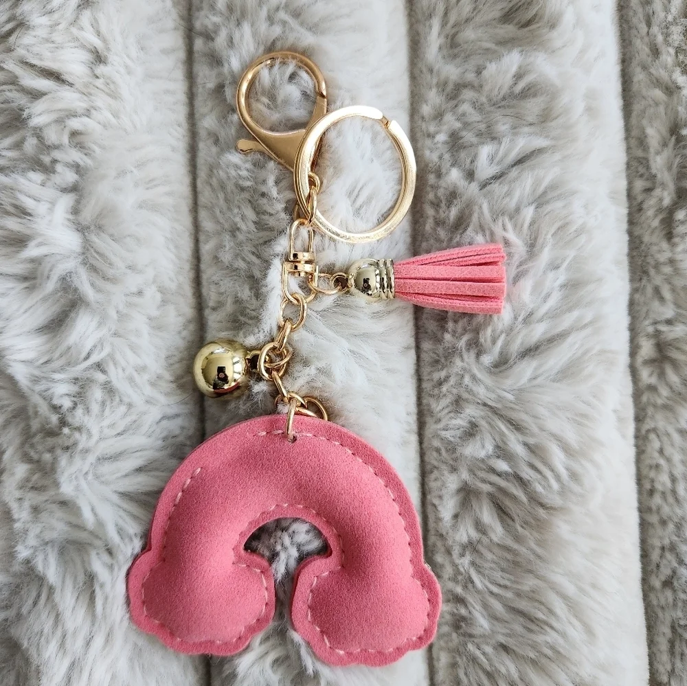 Rainbow Keychain with Rhinestones Bag Charm